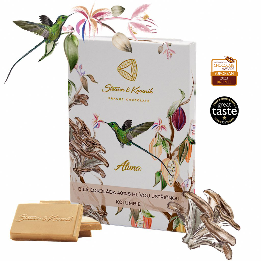 Aluna - bílá čokoláda 40% s hlívou ústřičnou, 70g