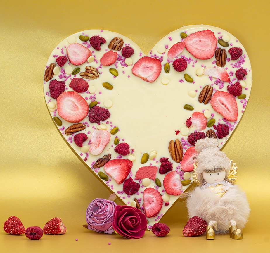 Velké srdce z bílé čokolády s možností věnování, 500g