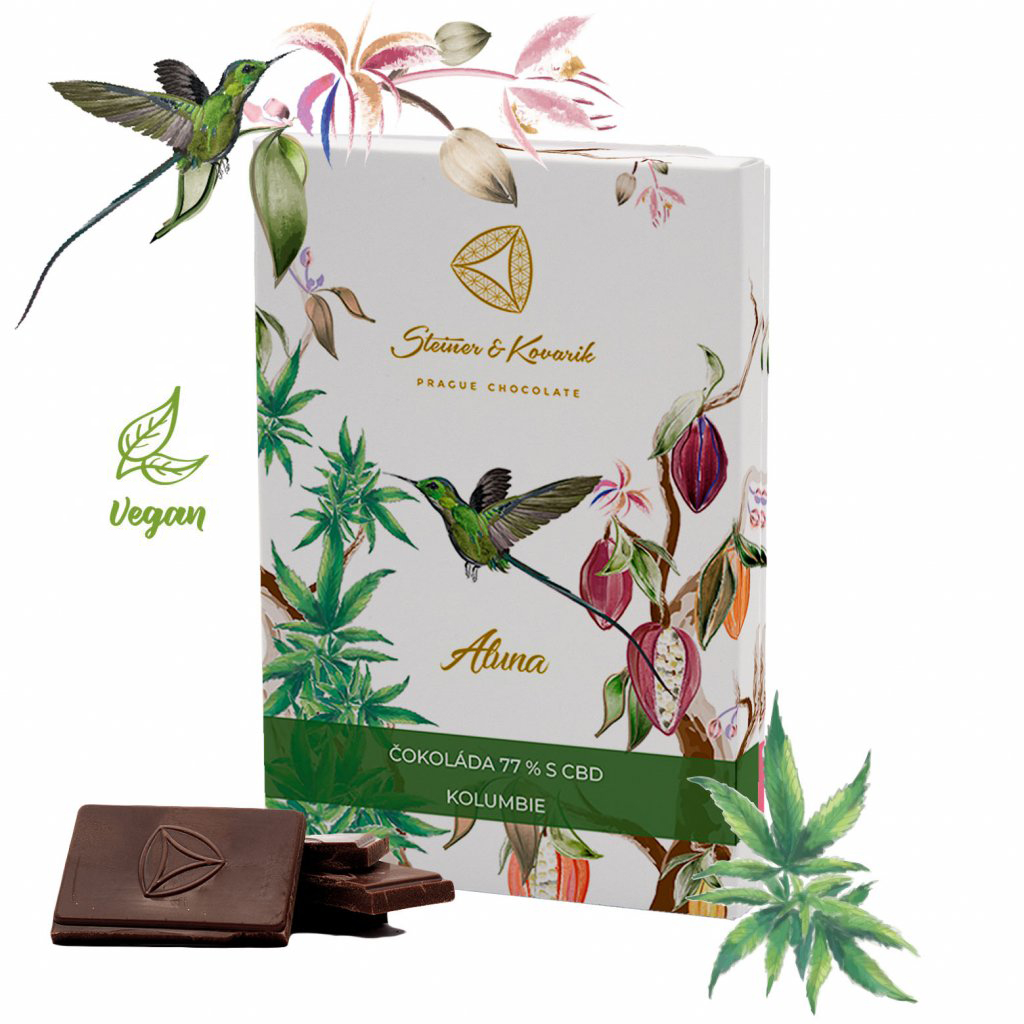 Aluna - hořká čokoláda 77% s CBD, 70g