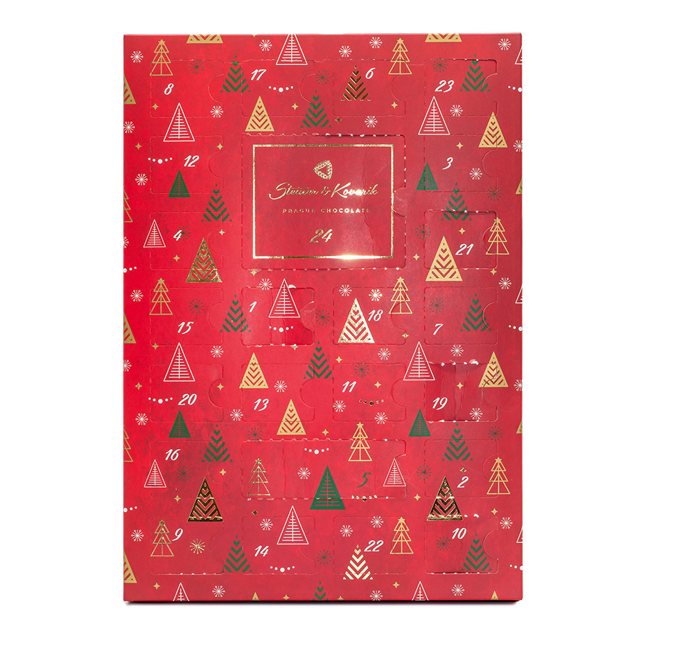 Čokoládový adventní kalendář velký - stromečky, 190g