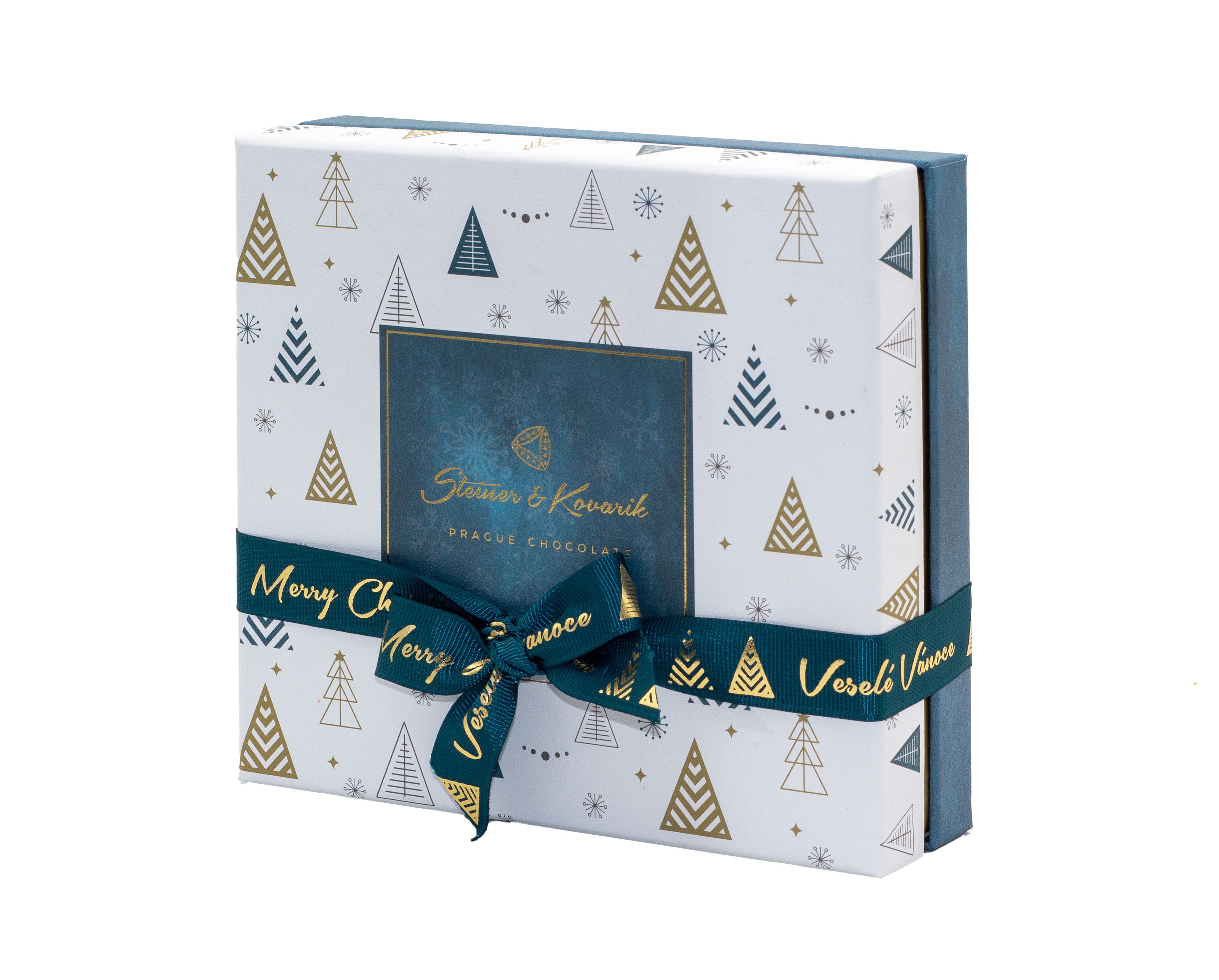 Vánoční dárková krabička BÍLÁ, 6 oblíbených druhů dražé, 300g