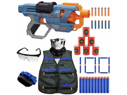 NERF PISTOLET ELITE 2 0 COMMANDER KARABIN STRZALKI KAMIZELKA OKULARY BECZKI