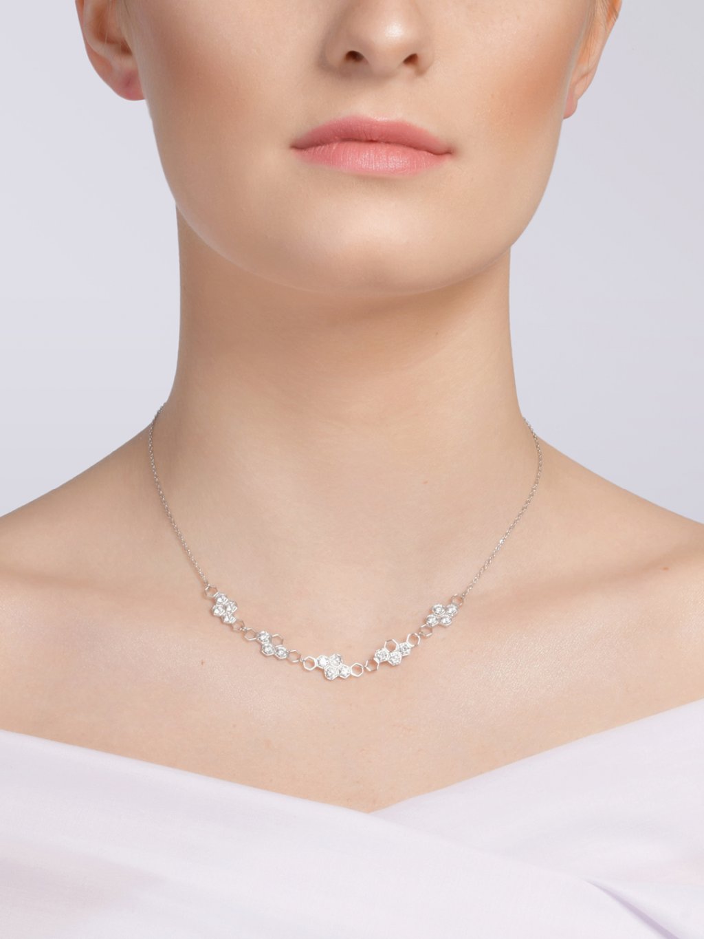 Stříbrný náhrdelník Lumina s kubickou zirkonií Preciosa, malý, čirý