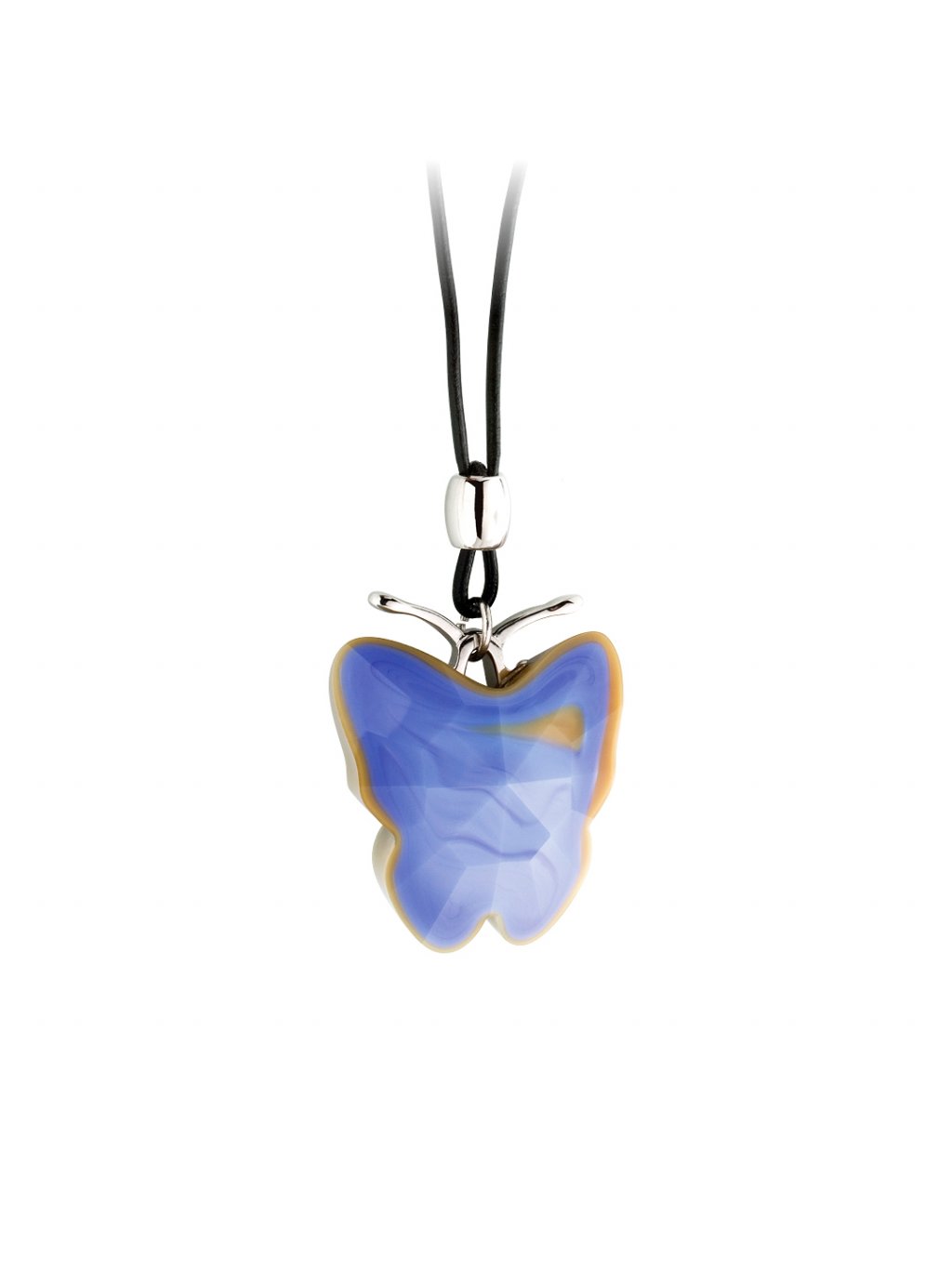 Náhrdelník Royal Butterfly, motýl s českým křišťálem Preciosa, modrý/hnědý
