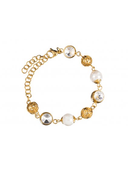 Náramek z chirurgické oceli Lotus Pearl s říčními perlami Preciosa