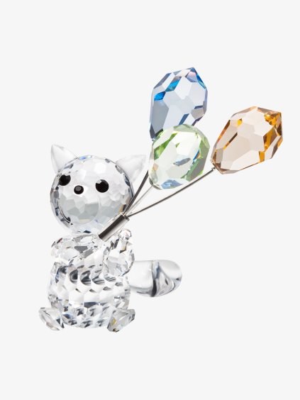 Skleněná figurka Kočka s balónky z českého křišťálu Preciosa