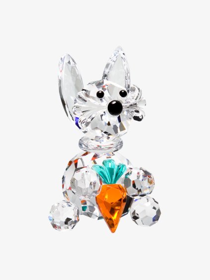 Skleněná figurka Zajíček s mrkví z českého křišťálu Preciosa