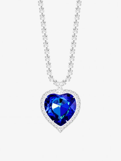 Štrasový náhrdelník Necklace, srdce s českým křišťálem Preciosa, bermuda blue