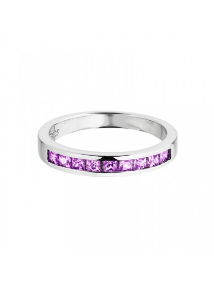 Stříbrný prsten Créativité s kubickou zirkonií Preciosa - fialový, jednostranný