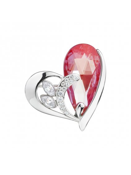 W.Heart-brož Ag925/Rh,siam