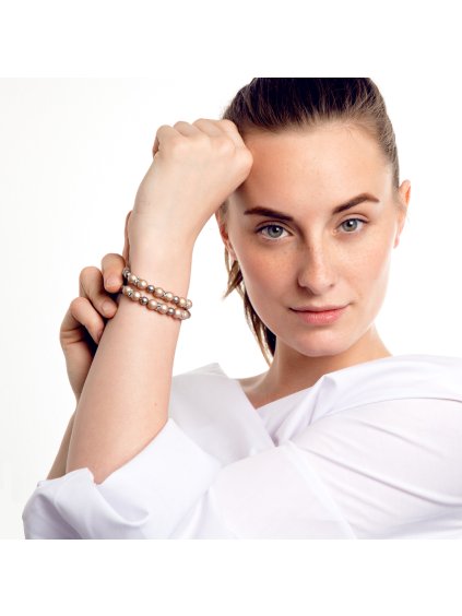 Perličkový náramek Silky Pearl, krémová