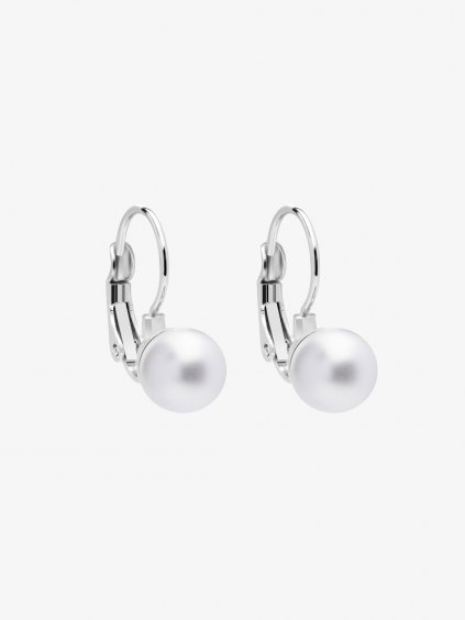 Perličkové náušnice Silky Pearl a perlemi Preciosa, bílé mat