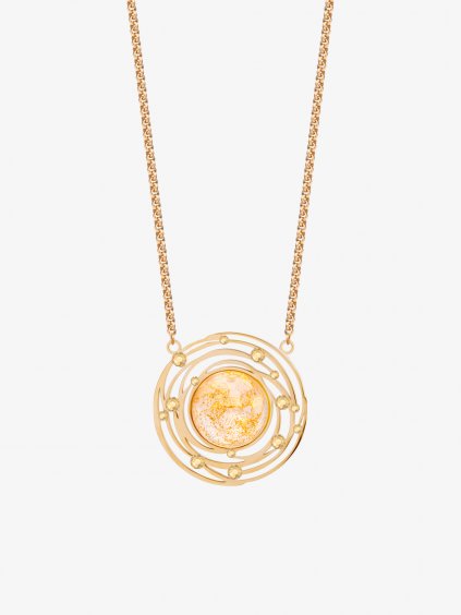 Ocelový náhrdelník Mays s mačkaným kamenem s 24k zlatem Preciosa, řetízek
