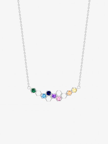 Stříbrný náhrdelník Lumina s kubickou zirkonií Preciosa, barevný