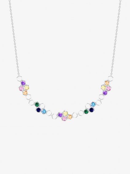 Stříbrný náhrdelník Lumina s kubickou zirkonií Preciosa, malý, barevný