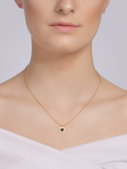 Ocelový náhrdelník Honeygon s českým křišťálem Preciosa, jednoduchý, pozlacený