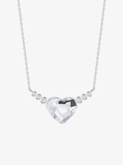 Stříbrný náhrdelník With Love, srdce s českým křišťálem Preciosa