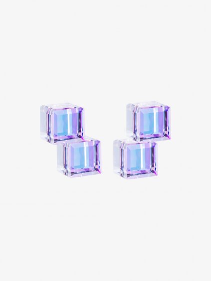 Náušnice z chirurgické oceli Crystal Cubes, kostky s křišťálem Preciosa, vitrail light