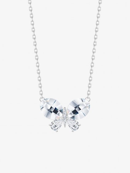 Stříbrný náhrdelník Devotion, motýl s českým křišťálem a kubickou zirkonií Preciosa