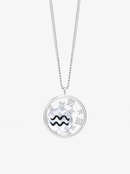 Stříbrný náhrdelník Sparkling Zodiac, zvěrokruh - Vodnář s českým křišťálem Preciosa