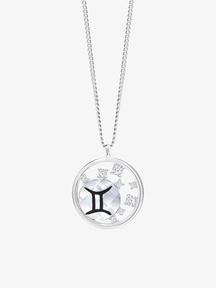 Stříbrný náhrdelník Sparkling Zodiac, zvěrokruh - Blíženci s českým křišťálem Preciosa