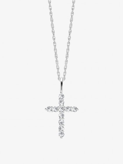 Stříbrný náhrdelník Tender Cross, křížek s kubickou zirkonií Preciosa