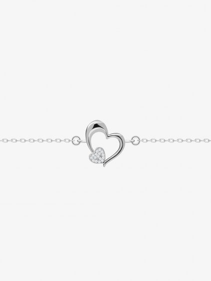 Stříbrný náramek Tender Heart, srdce s kubickou zirkonií Preciosa