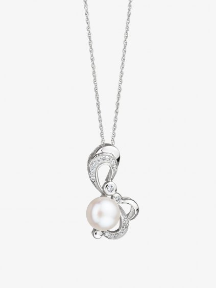 Stříbrný přívěsek Cute s říční perlou a s kubickou zirkonií Preciosa