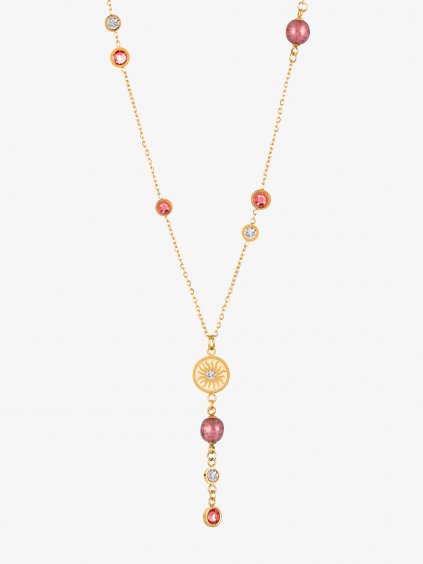Pozlacený náhrdelník z chirurgické oceli Rosina s perlemi Preciosa, redesign