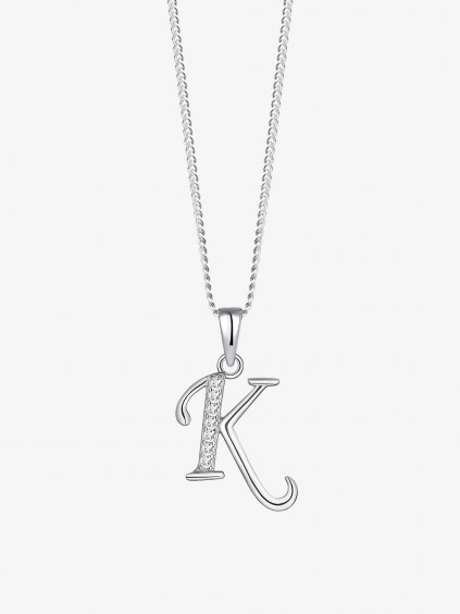 Stříbrný přívěsek Letter, písmeno K s kubickou zirkonií Preciosa