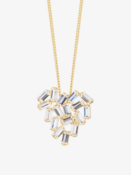 Pozlacený bižuterní náhrdelník Sugarheart, srdce s českým křišťálem Preciosa, krystal