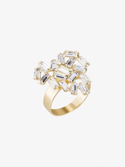 Pozlacený bižuterní prsten Sugarheart, srdce s českým křišťálem Preciosa, krystal