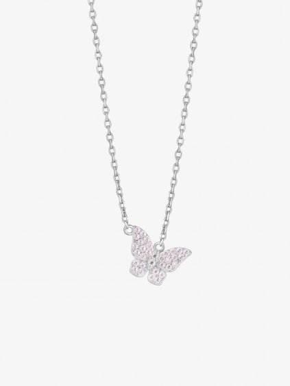 Stříbrný náhrdelník Candy Floss, motýl s kubickou zirkonií Preciosa