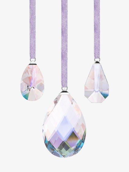 Skleněná ozdoba Třpytivý ornament z českého křišťálu Preciosa, sada 3 ks-kapka