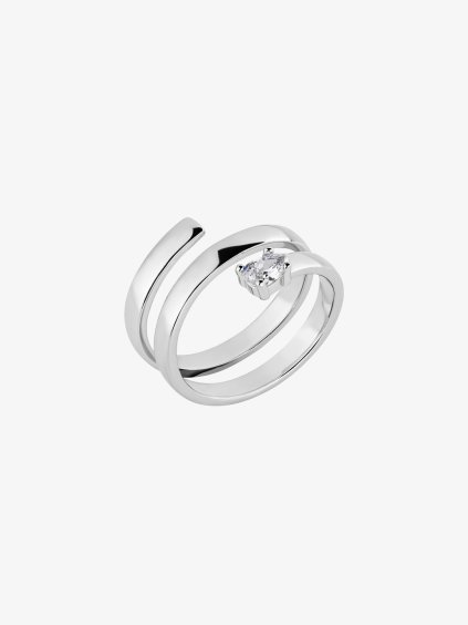 Stříbrný prsten Twist drop s kubickou zirkonií Preciosa