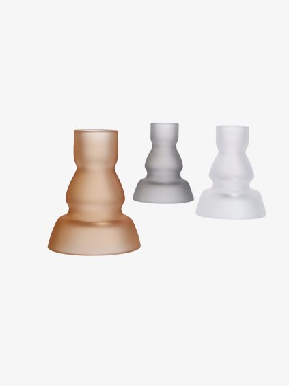 Sada skleněných svícnů z českého křišťálu Preciosa, camel, sada 3 ks