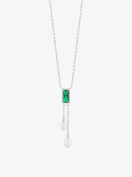 Stříbrný náhrdelník Eternal s kubickou zirkonií Preciosa, emerald