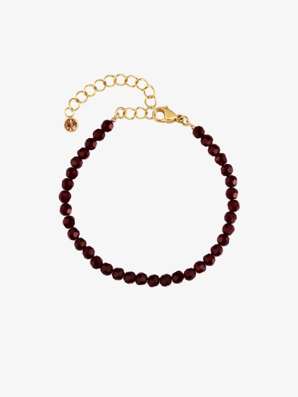 Náramek z pozlacené chirurgické oceli Flame s perlemi z českého křišťálu Preciosa, ruby