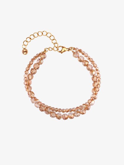 Náramek z pozlacené chirurgické oceli Honeymoon s perlemi z českého křišťálu Preciosa, honey