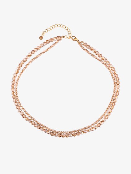 Náhrdelník z pozlacené chirurgické oceli Honeymoon s perlemi z českého křišťálu Preciosa, honey