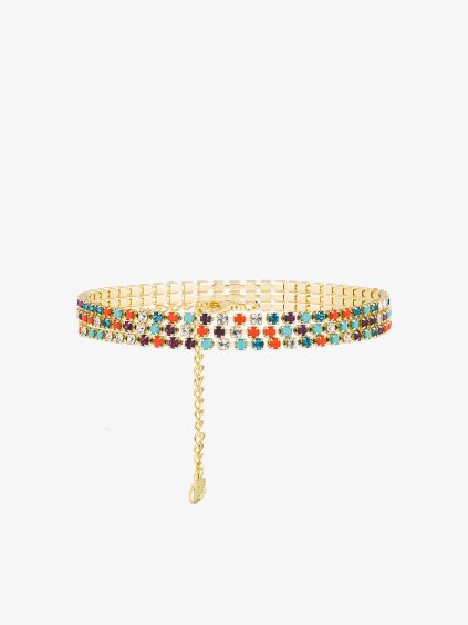 Pozlacený bižuterní náramek Glowline s českým křišťálem Preciosa, třířadý