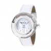 Hodinky Crystal Time s českým křišťálem Preciosa - bílé s bílým koženým řemínkem