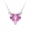 Stříbrný náhrdelník Cher, srdce s kubickou zirkonií Preciosa, růžový