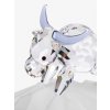 Skleněná figurka Buvol - čínský zodiak z českého křišťálu Preciosa, vyšší podstavec, šedá