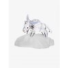 Skleněná figurka Buvol - čínský zodiak z českého křišťálu Preciosa, vyšší podstavec, šedá