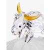 Skleněná figurka Buvol - čínský zodiak z českého křišťálu Preciosa, vyšší podstavec, topaz