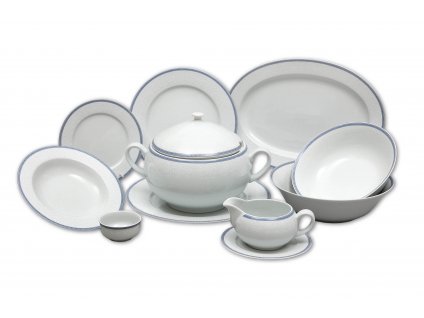 OPAL svadobná modrá, Jedálenská súprava 25 dielov, čipka, Thun