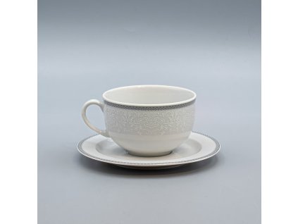 OPAL svadobná šedá, Šálok s tanierikom čajový NIZKÝ 280 ml, čipka, Thun