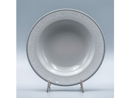 OPAL svadobná šedá, Tanier hlboký NINA 22 cm, čipka, Thun