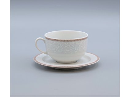 OPAL svadobná hnedá, Šálok s tanierikom čajový NIZKÝ 280 ml, čipka, Thun